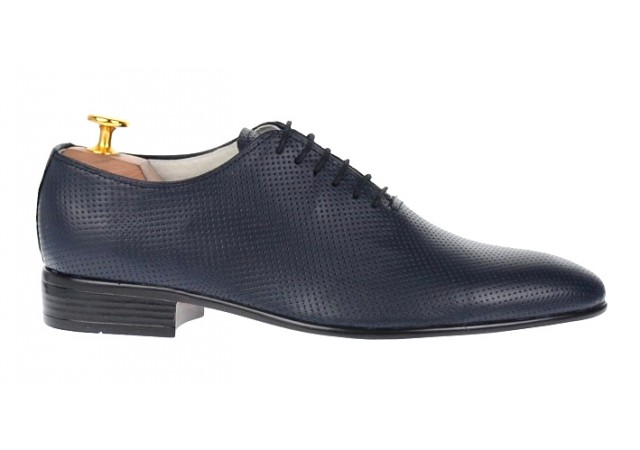 Pantofi barbati eleganti din piele naturala matritata, bleumarin inchis, NIC5BLPR